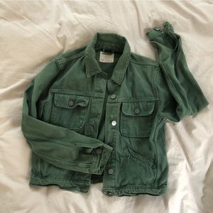 Green denim jacket